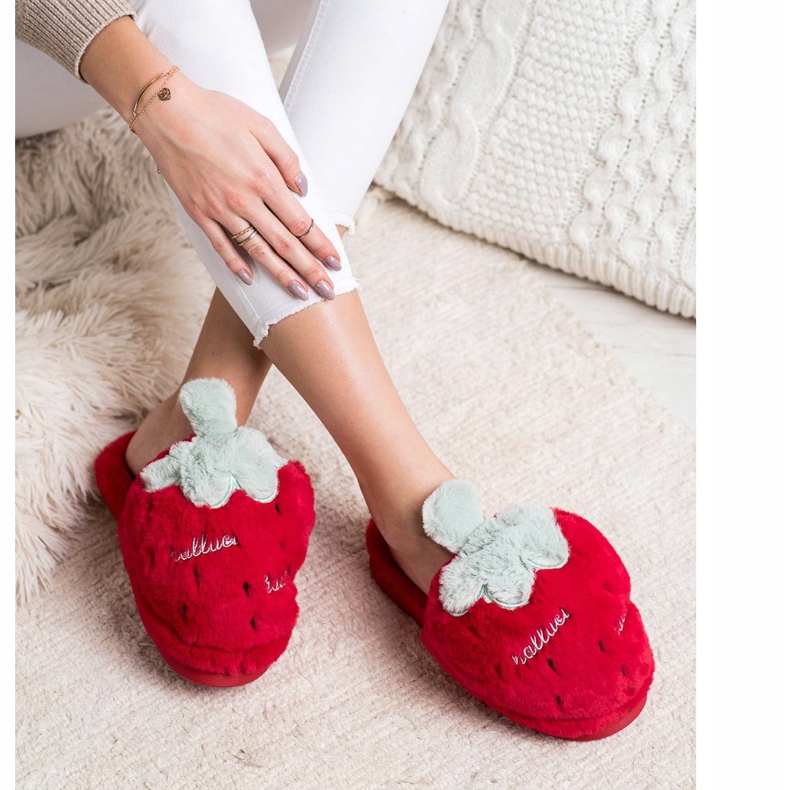 Bona Erdbeer Hausschuhe rot grau 1