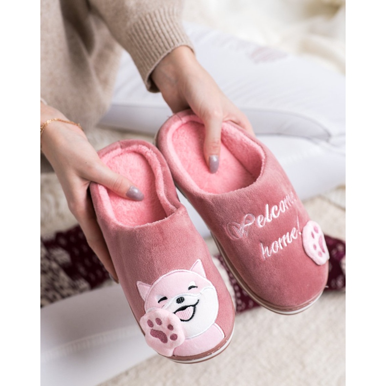 Bona Willkommen Zuhause Hausschuhe rosa 1