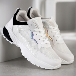 SHELOVET Sneakers mit schwarzen Einsätzen weiß grau 1
