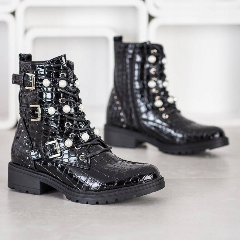 Super Me Lackiertes Workers Schlangenmuster schwarz 1