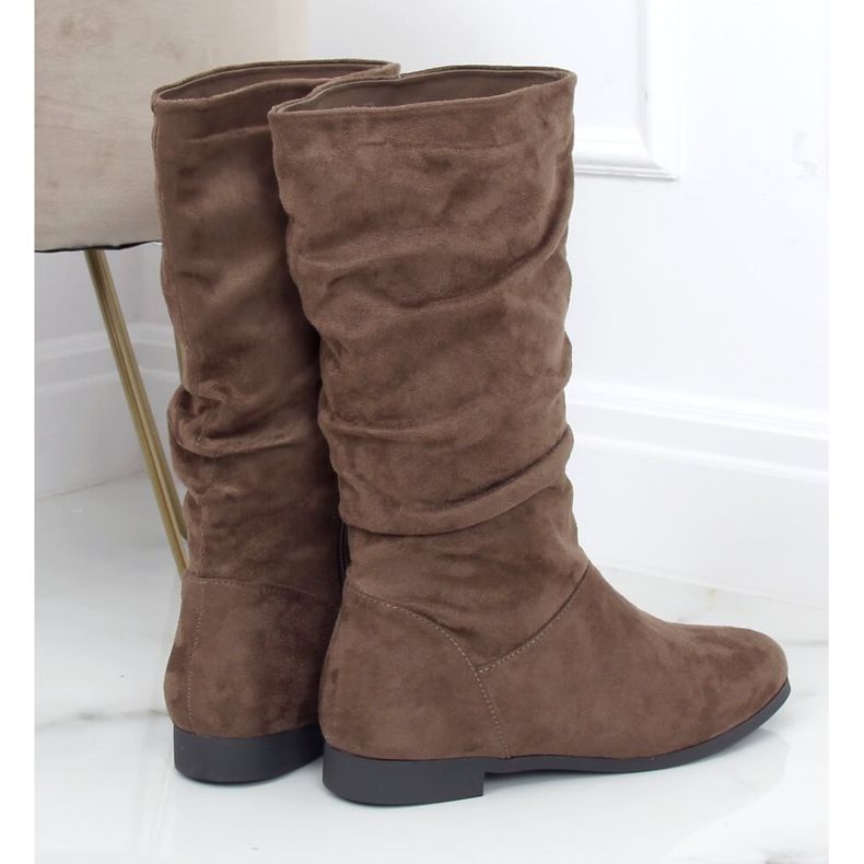 Damenstiefel flacher Absatz J19-92 Khaki grün 2