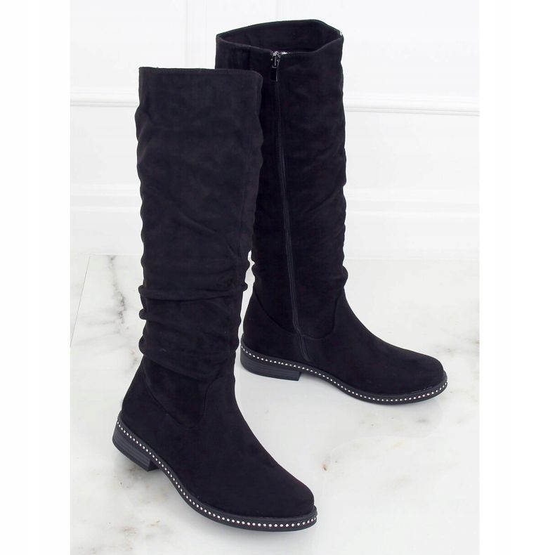 Schwarze Wildlederstiefel 1268J16 Schwarz 1