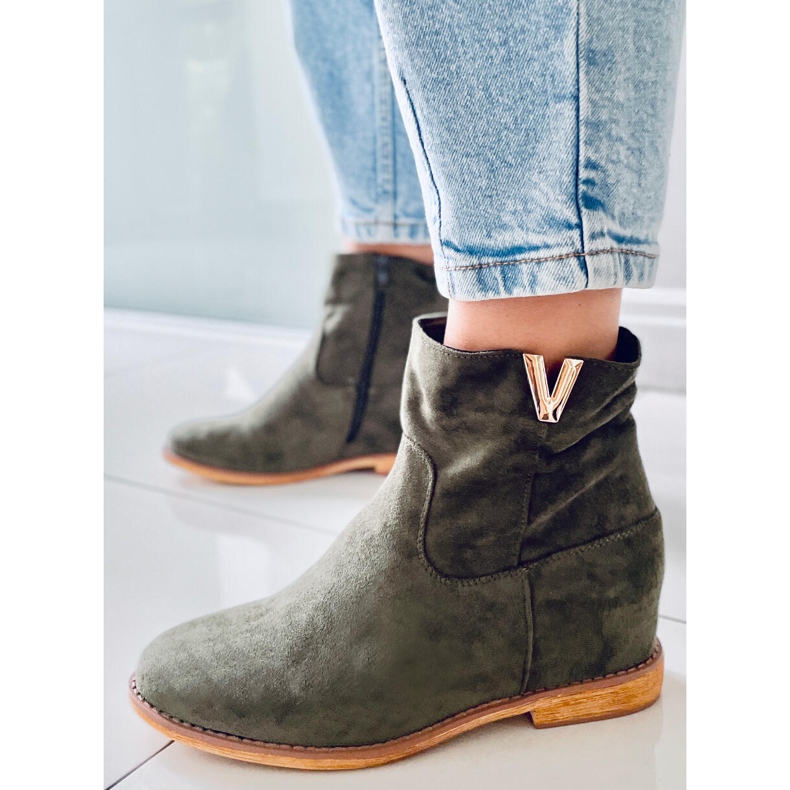 Grüne ZT1013 Grüne Stiefel auf einem versteckten Keil 1