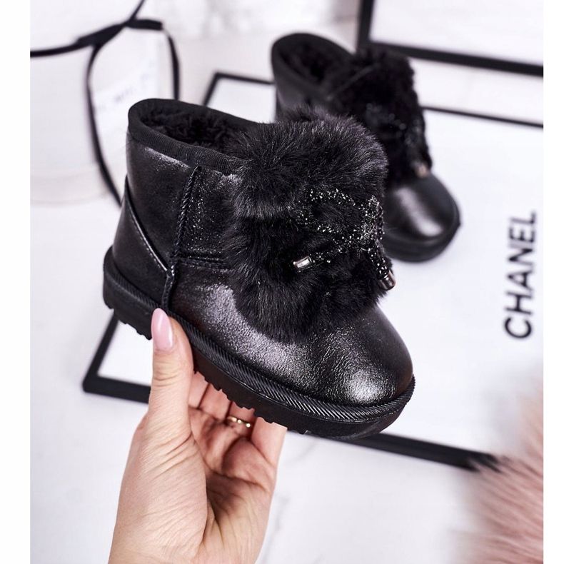 Schneestiefel für Kinder mit Fell Schwarz Aurora 1