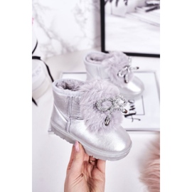 Kinder-Schneestiefel mit Fell Silver Aurora silber- 2