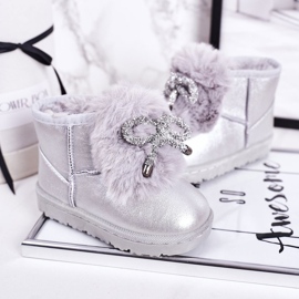 Kinder-Schneestiefel mit Fell Silver Aurora silber- 3