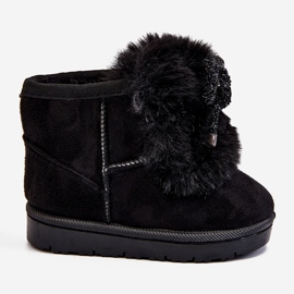 Schwarze Kinder-Schneestiefel mit Fell Wildleder Amelia 2