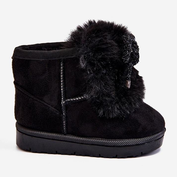 Schwarze Kinder-Schneestiefel mit Fell Wildleder Amelia 2