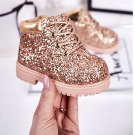 Kinder Brokat Warme Stiefel Trappers Rosa Gold Meerjungfrau golden 2