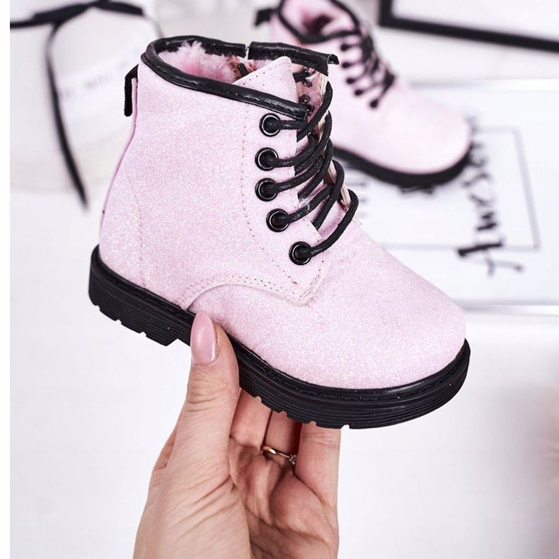 Warme Stiefel aus Brokat für Kinder Trappers Rosa Ariel 1