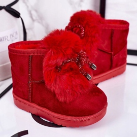 Kinder-Schneestiefel mit Fell Wildleder Rot Amelia 1