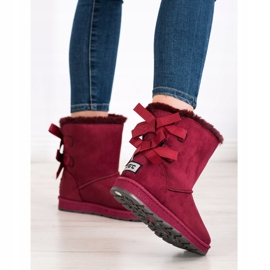 Bona Kastanienbraunes Mukluki mit Schleifen rot 1