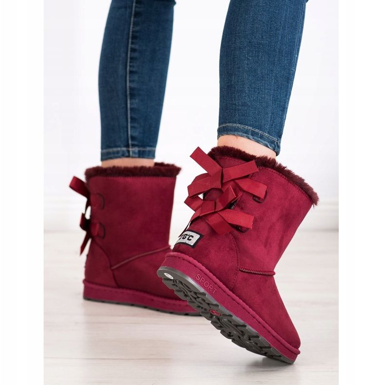 Bona Kastanienbraunes Mukluki mit Schleifen rot 1