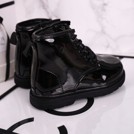 FRROCK Kinderstiefel Warm Lackierte Stiefel Schwarz Ammy 1