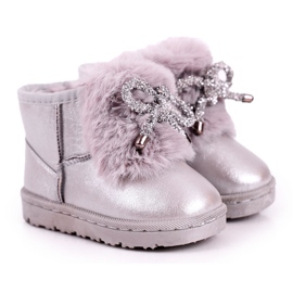 Kinder-Schneestiefel mit Fell Silver Aurora silber- 4