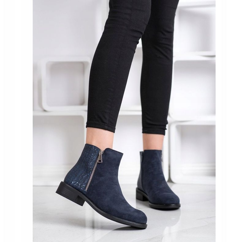 Bestelle Modische Stiefel mit Reißverschluss navy blau blau 1