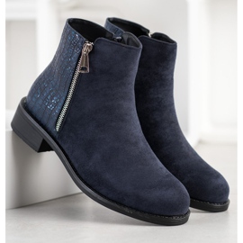 Bestelle Modische Stiefel mit Reißverschluss navy blau blau 2