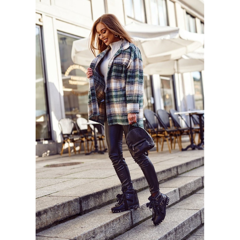 SEA Damen Stiefeletten Nieten Spikes Schwarz Magnet 2