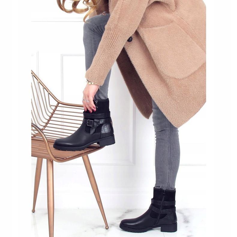 Schwarze Militärstiefel für Damen 267 Schwarz 2