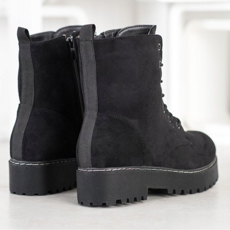 SHELOVET Wildleder-Trapper auf der Plattform schwarz 1