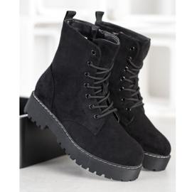 SHELOVET Wildleder-Trapper auf der Plattform schwarz 2