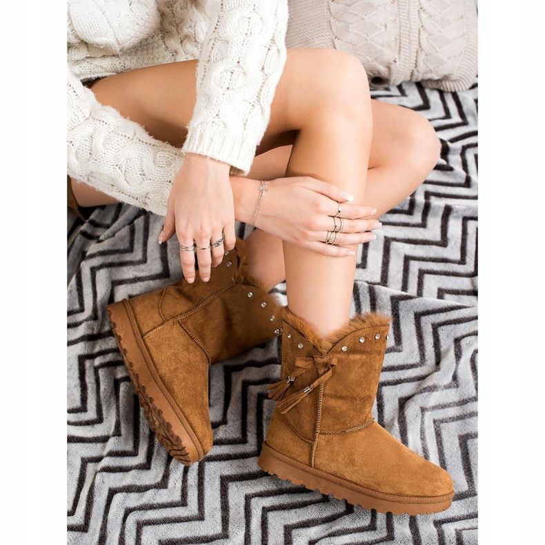 SHELOVET Camel Mukluki mit Cubic Zirkonia braun 1