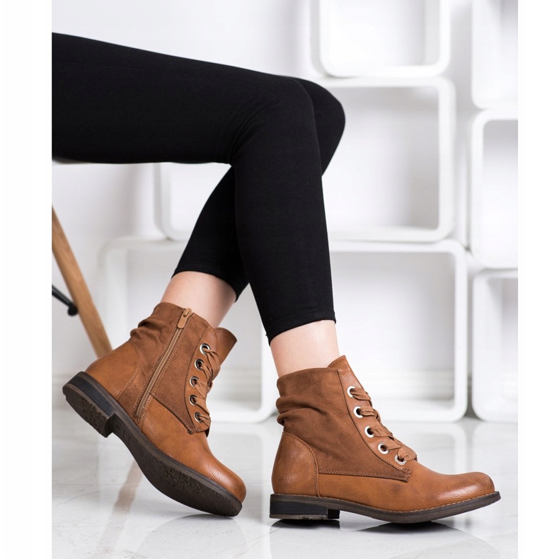 Super Mode Stylische gebundene Stiefel braun 1