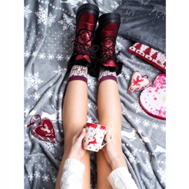 SHELOVET Schneeschuhe auf der Plattform schwarz rot 1