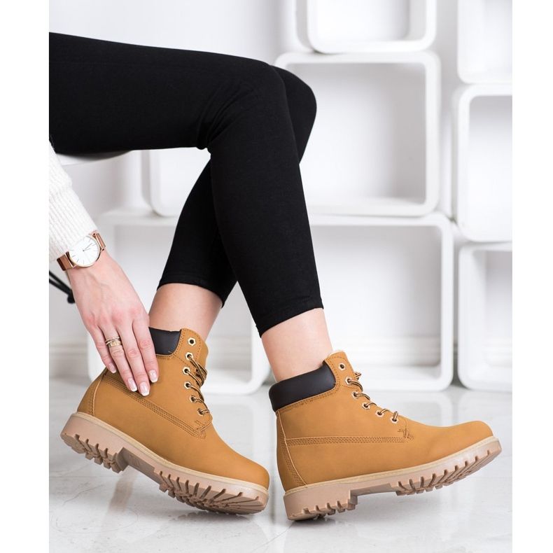 SHELOVET Warme Wanderschuhe mit Öko-Leder braun 2