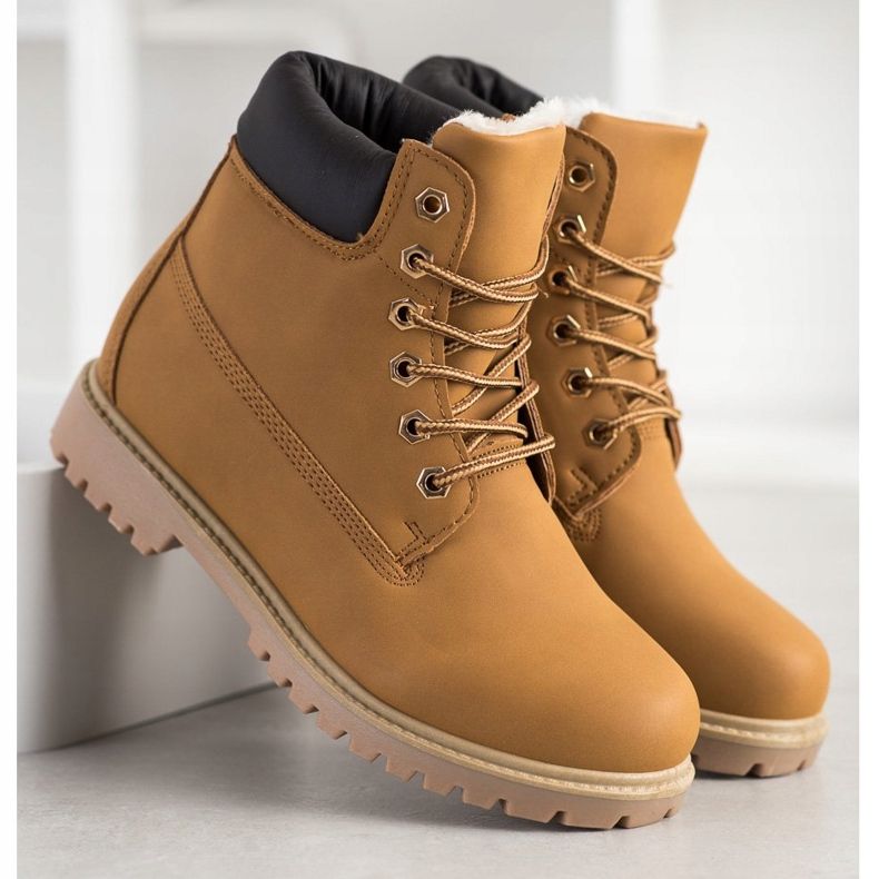 SHELOVET Warme Wanderschuhe mit Öko-Leder braun 1