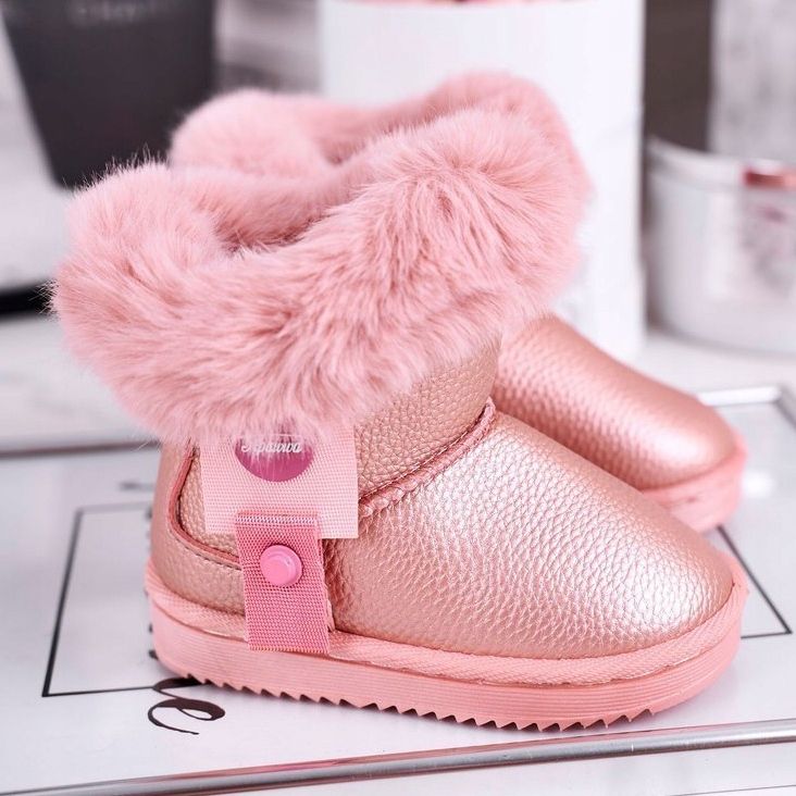 Apawwa Warme rosa Marella Kinder-Schneestiefel mit Fell 1