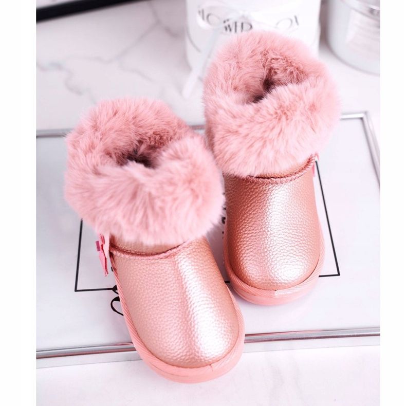 Apawwa Warme rosa Marella Kinder-Schneestiefel mit Fell 3