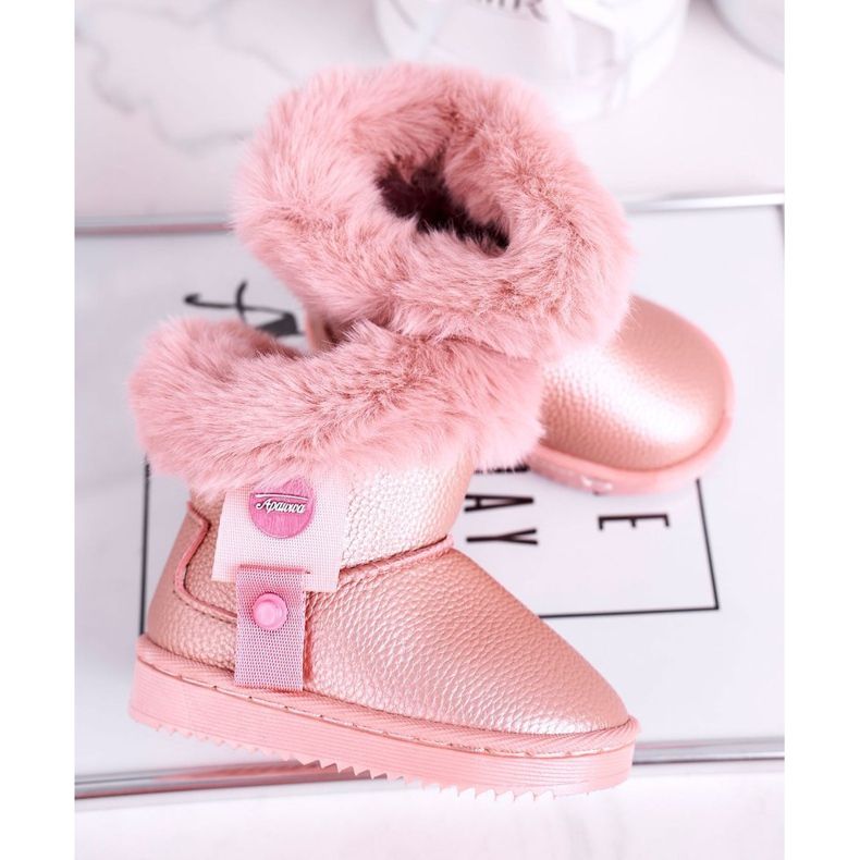 Apawwa Warme rosa Marella Kinder-Schneestiefel mit Fell 4