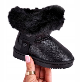 Apawwa Schwarze Marella isolierte Kinder-Schneestiefel mit Fell 4