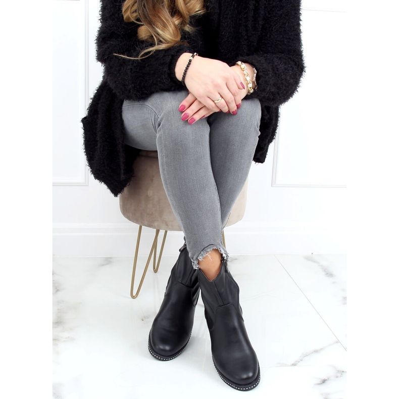 Schwarze schwarze Damenstiefel 1268J24 Schwarz 1