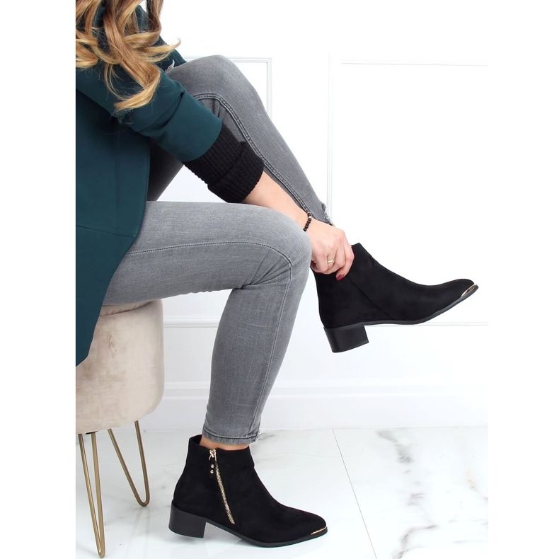 Stiefel Mandel Schwarz Wildleder Zehenkappe 88168-1 Schwarz 1