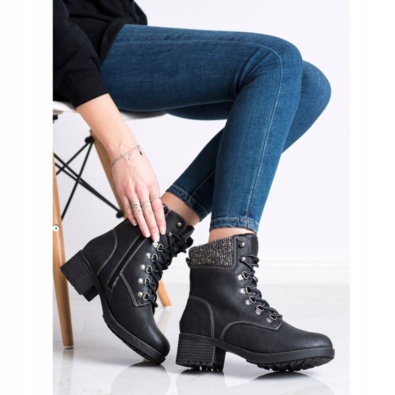 Queentina Warme Stiefel auf der Post schwarz grau 2