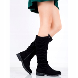 SHELOVET Wildlederstiefel mit Zirkonia schwarz 1
