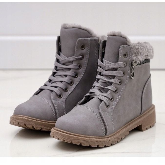 Graue Trappers isolierte Stiefel Dorfir 1