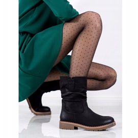 Super Mode Stiefel mit gerafftem Obermaterial schwarz 1