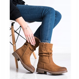 Super Mode Stiefel mit gerafftem Obermaterial braun 1