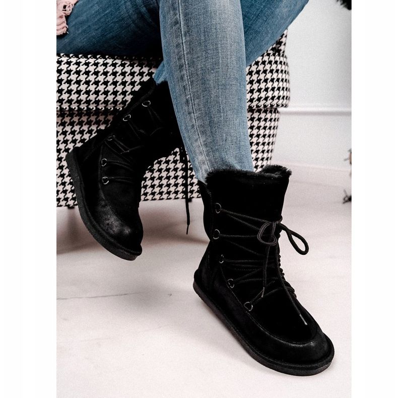 HAN Damen Schneestiefel mit Fell Schwarz Ilana 2