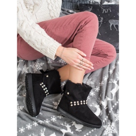 Queentina Schwarzes Mukluki mit Perlen 2