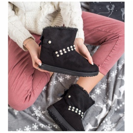 Queentina Schwarzes Mukluki mit Perlen 1