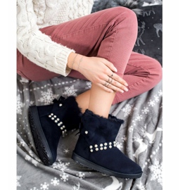 Queentina Marineblaues Mukluki mit Perlen navy blau 1