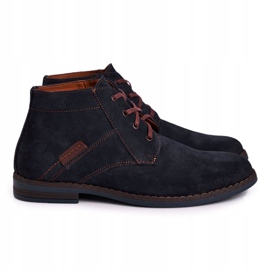 Herren Lederstiefel Bednarek Marineblaue Stiefel braun 1