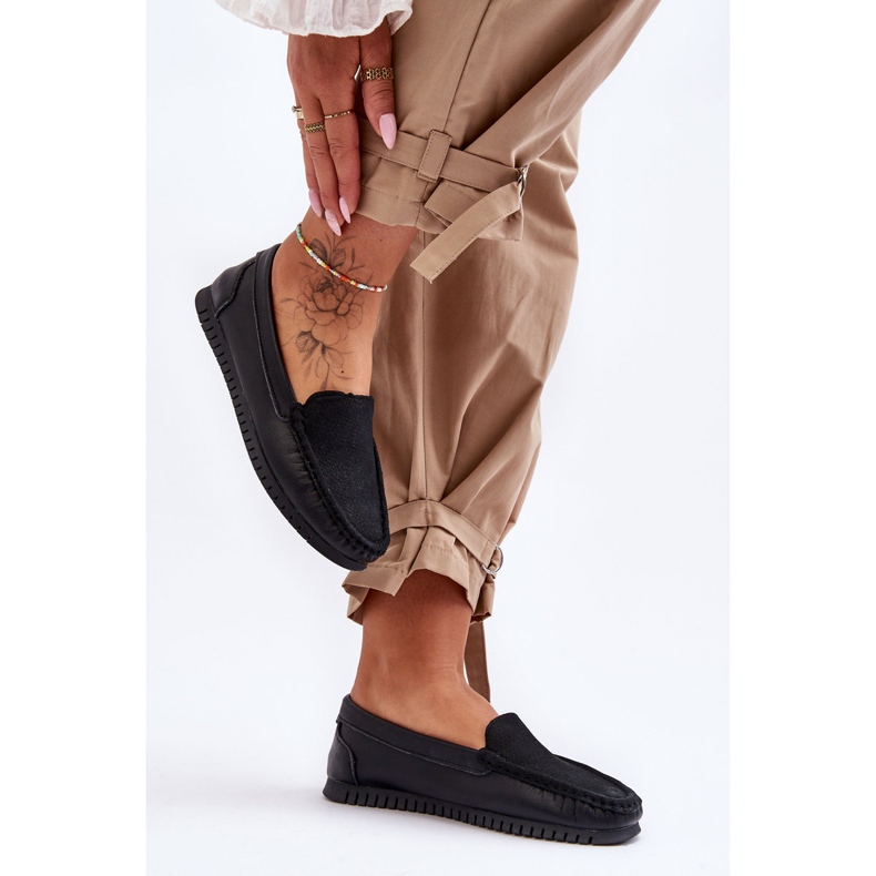 Damen Classic Leder Loafer S.Barski LR97630 Schwarz 1