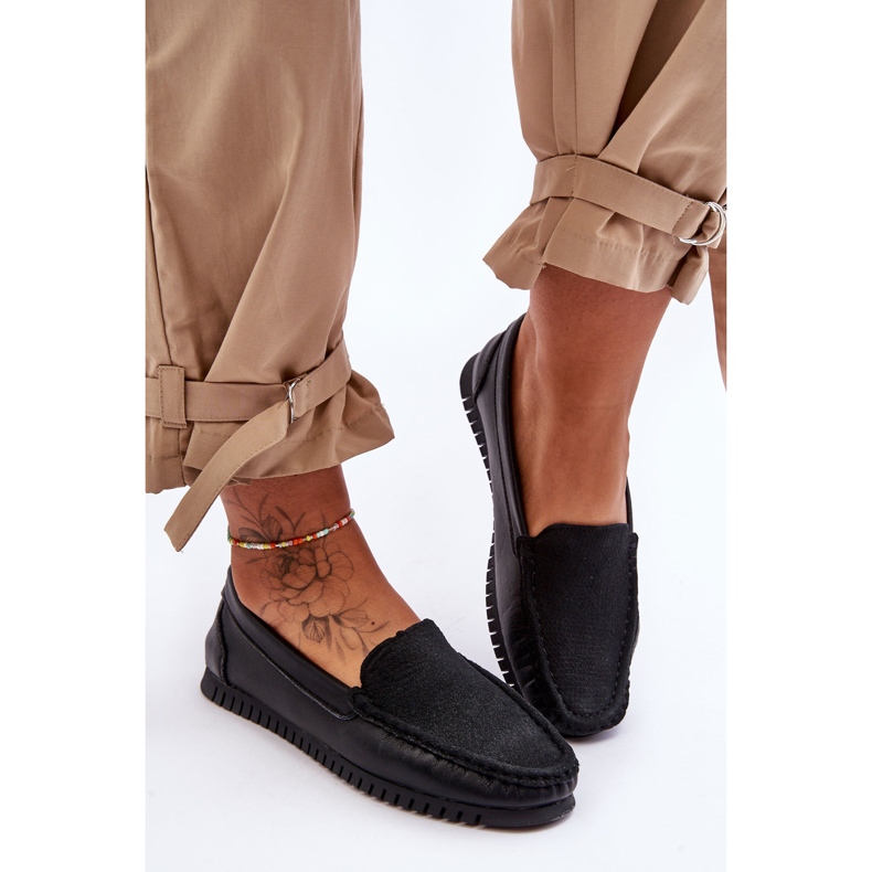 Damen Classic Leder Loafer S.Barski LR97630 Schwarz 2