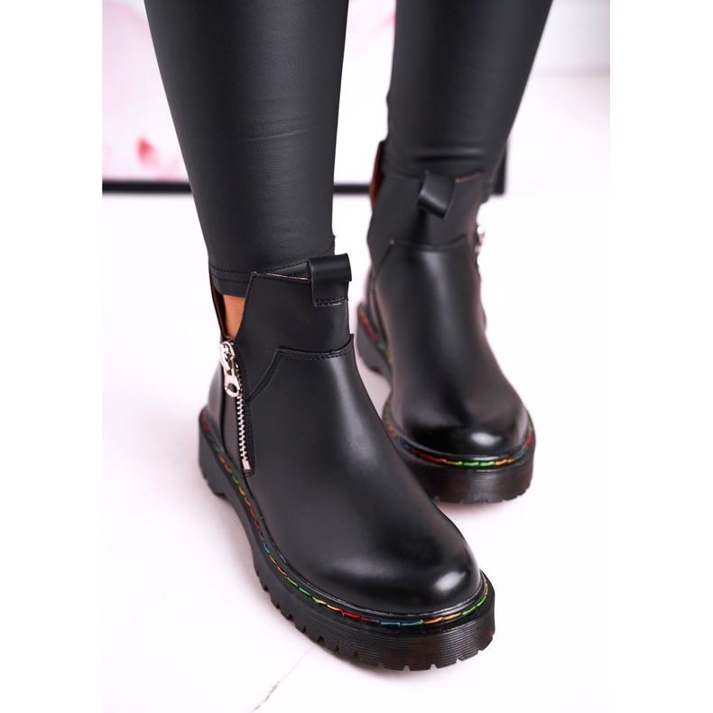 Chelsea Boots für Damen mit bunten Nähten Schwarz Addison 1