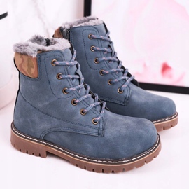 Apawwa Kinderstiefel Trappers mit Fell gewärmt Blue London beige braun marineblau 2